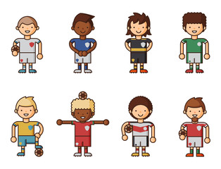 National Euro Cup soccer football teams vector illustration and world game player captain leader in uniform sport men isolated characters.