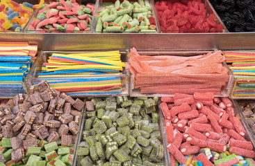 Gummy colorful candies for sale at jerusalem city market