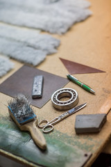 Sewing tools in the workshop