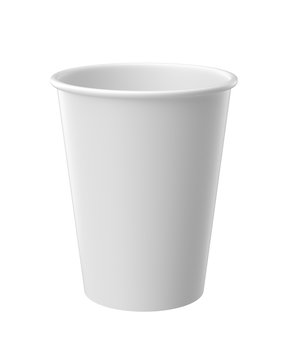 White paper cup isolated on white background, 3D rendering
