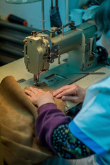 Sewing machine in production