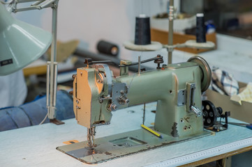 Sewing machine in production