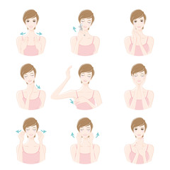 リンパ腺のマッサージをする女性 / 美容