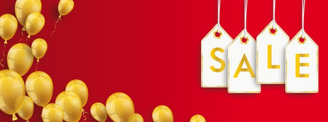 Hanging Price Stickers Sale Golden Balloons Header