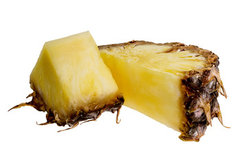 Two pineapple slices isolated on white background