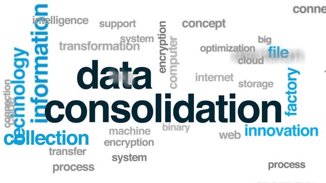 Data consolidation animated word cloud, text design animation.