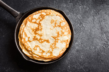 crepes in cast iron pan
