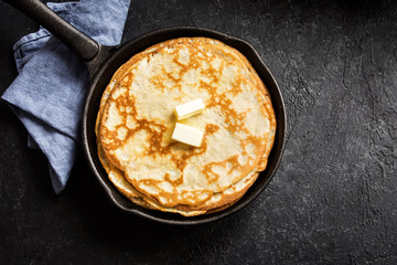 crepes in cast iron pan