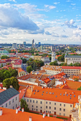 Naklejka premium Roof tops of Cathedral Square and Financial District Vilnius