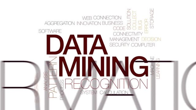 Data mining animated word cloud, text design animation. Kinetic typography.