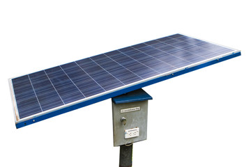 single solar cell on white background