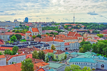 Fototapeta na wymiar Aerial view to Presidential Palace in Vilnius