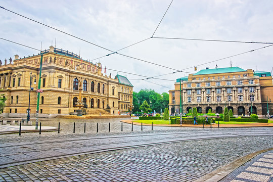 Rudolfinum and Charles University on Jan Palach Square in Prague