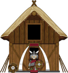 Cartoon Fierce Norse Viking at Home - 143260564