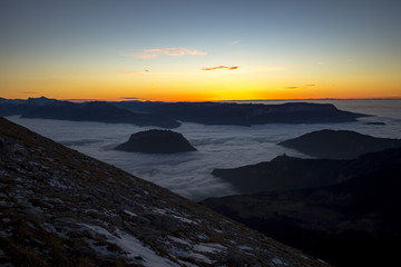 Coucher de soleil sur le Vercors (Isère)