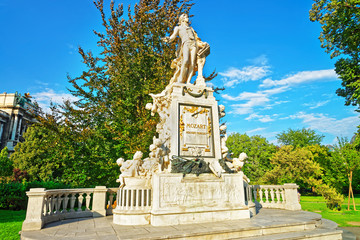 Mozart statue in Burggarten Park of Vienna