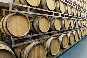 Traditional old wooden barrels are used in top wine cellars for storing wine, whiskey,rum or cider.