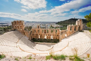Fotobehang Herodes Atticus amfitheater van de Akropolis, Athene, Griekenland © neirfy