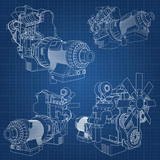 a big diesel engine with the truck depicted in the contour lines on
