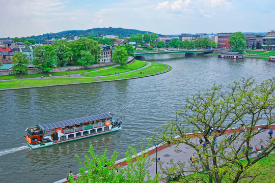 Ferry in Visla River Krakow