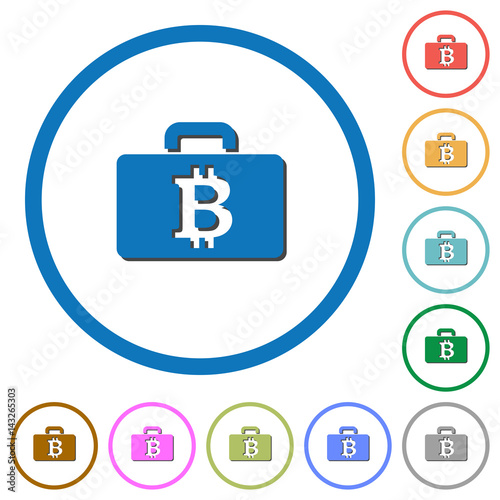 "Bitcoin bag icons with shadows and outlines" Stock image and royalty-free vector files on