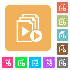 Start playlist rounded square flat icons