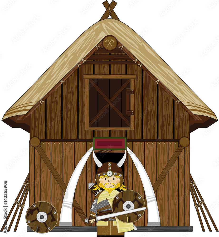 Poster Cartoon Fierce Norse Viking at Home