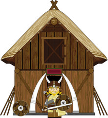 Cartoon Fierce Norse Viking at Home - 143265906