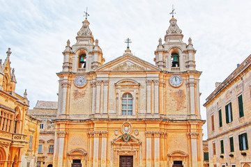 Fototapeta na wymiar St Paul Cathedral in Mdina in Malta