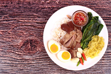 Jasmine Rice with stewed pork hock,Khao Kha Moo Palo.
