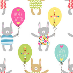 Easter seamless pattern design with bunnies