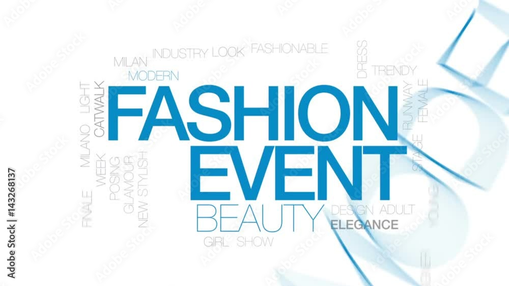 Sticker Fashion event animated word cloud, text design animation.  Kinetic typography.