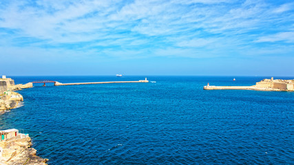 Ship at Breakwaters at Fort Ricasoli Kalkara St Elmo Valleta