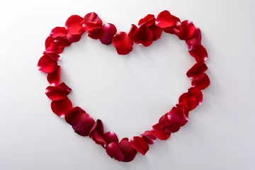 Photo sur Plexiglas Roses Romantic heart from rose petals
