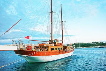 Ship at Grand Harbor in Valletta of Malta