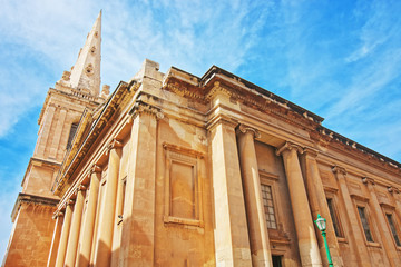 Fototapeta na wymiar Street on Saint Paul Cathedral in Valletta old town