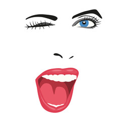 Fototapeta premium Clin d'œil - visage - femme - sourire - expression - portrait - regard - yeux - mode