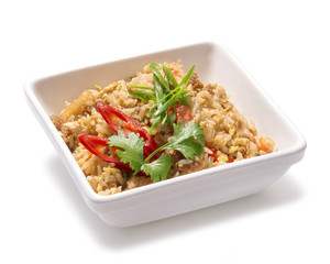 thai rice with chicken and vegetables isolated