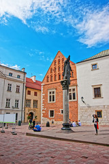 Statue of Piotr Skarga on Saint Maria Magdalena Square Krakow - obrazy, fototapety, plakaty