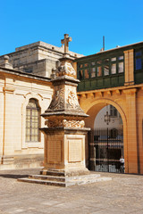 Cross monument at courtyard of St John Cathedral Valletta