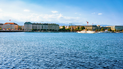 Obraz premium Ferry on Geneva Lake Geneva Switzerland