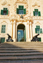 Fototapeta na wymiar Facade of Auberge de Castille building at Valletta