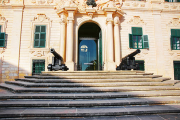 Facade of Auberge de Castille building in Valletta