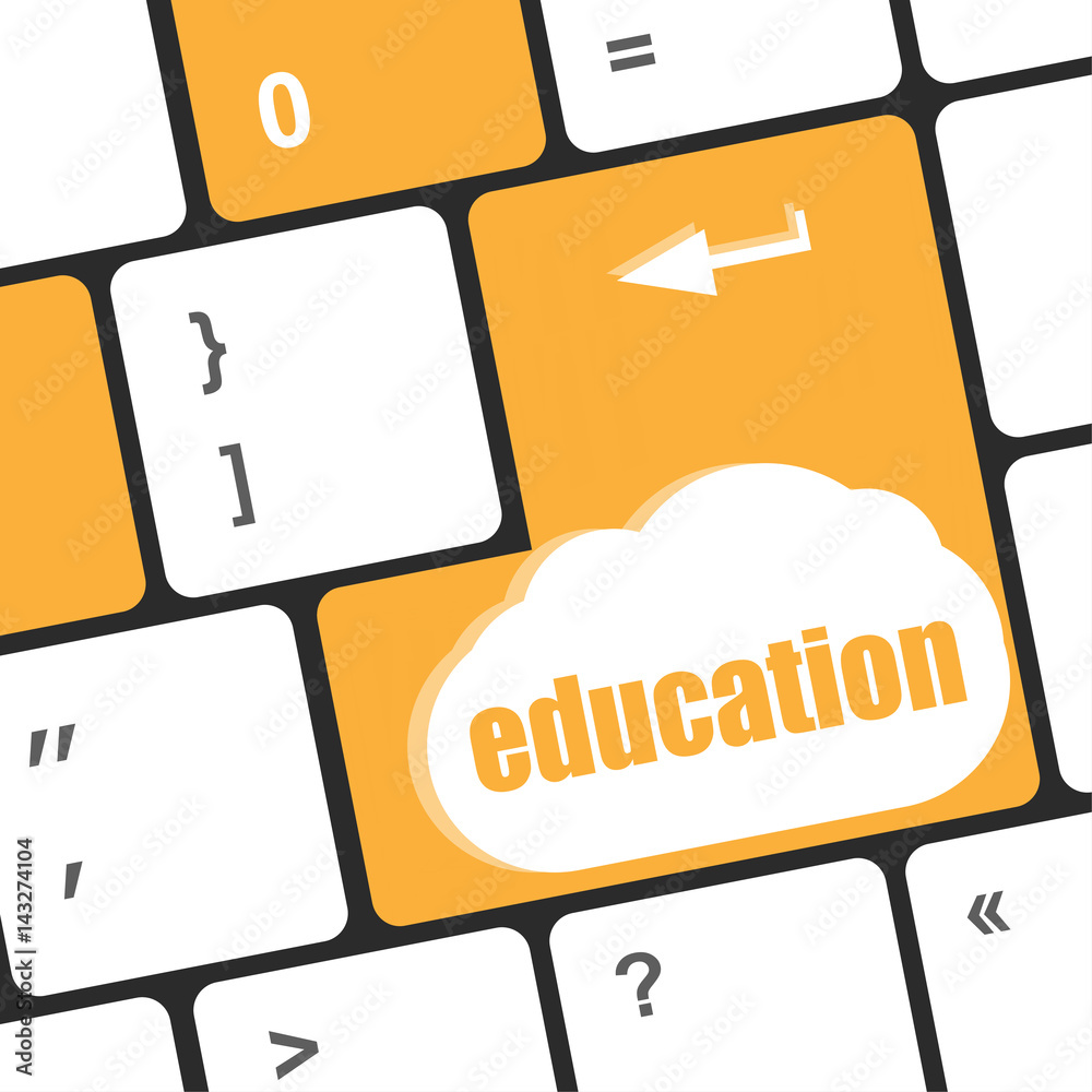 Poster computer keyboard with key education, internet learn concept
