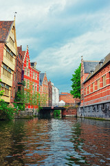Guildhalls and buildings on Graslei and Korenlei in Ghent