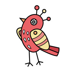 Obraz premium Lovely bird decoration on the head. Cartoon character for animation. Vector illustration isolated on white background.