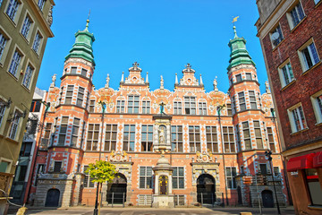 Fototapeta premium Great Arsenal on Piwna Street in old town of Gdansk