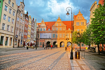 Green gate at Long Market Square of Gdansk