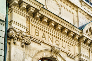 Decor of bank building in Montreux city cente