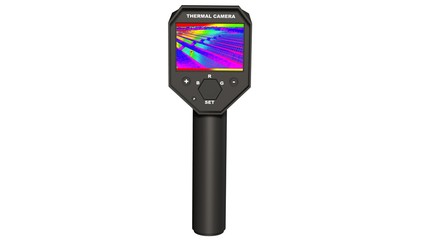 Thermal Camera with Thermographic picture on the Display - isolated on white